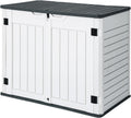 GOOBED Horizontal Shed with Padlock Latch, Outdoor Storage Shed for Backyard and Garden, 35 Cu Ft Small Storage, Waterproof, Easy Assembly, Light Gray