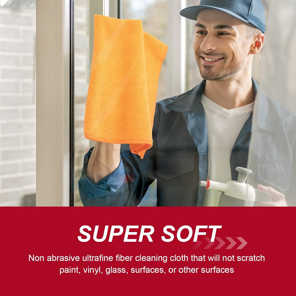 200 Pcs Microfiber Cleaning Cloth 16x16 Inch Microfiber Towels for Car Ultra Absorbent Cleaning Rags Reusable Lint Free Streak Free Detailing Towel for Car Washing Drying Dusting (Orange)