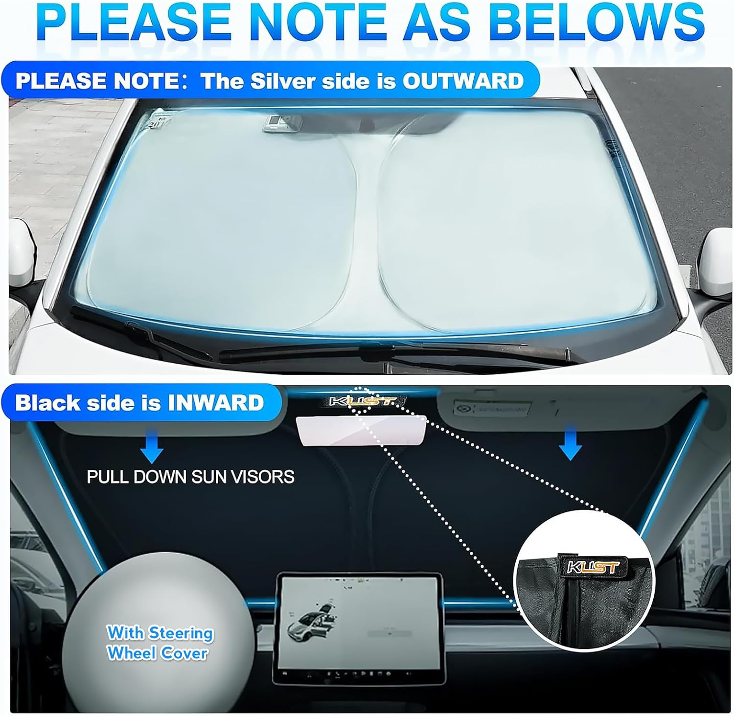 KUST Windshield Sun Shade for Toyota Sienna Mini Van Accessories 2021-2025 2026 Window Sunshade Sun Visor Protector Foldable Blocks UV Rays Keep Your Car Cooler