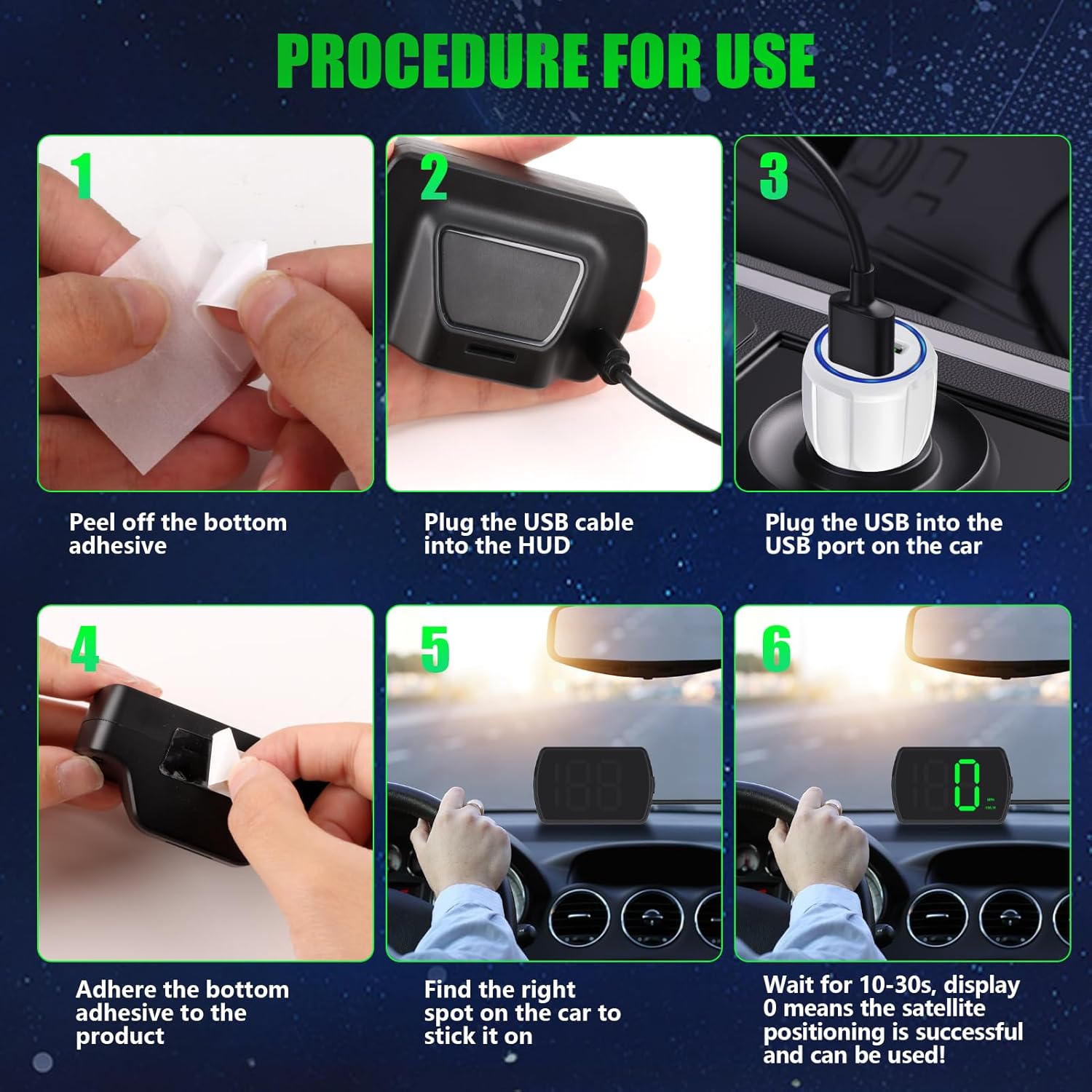 GPS Digital Speedometer for Car MPH, Universal HUD Speed Meter with LED Large Font with USB Cable, Plug and Play for Truck Motor SUV Golf Cart All Vehicles (Contain Car Charger Adapter)