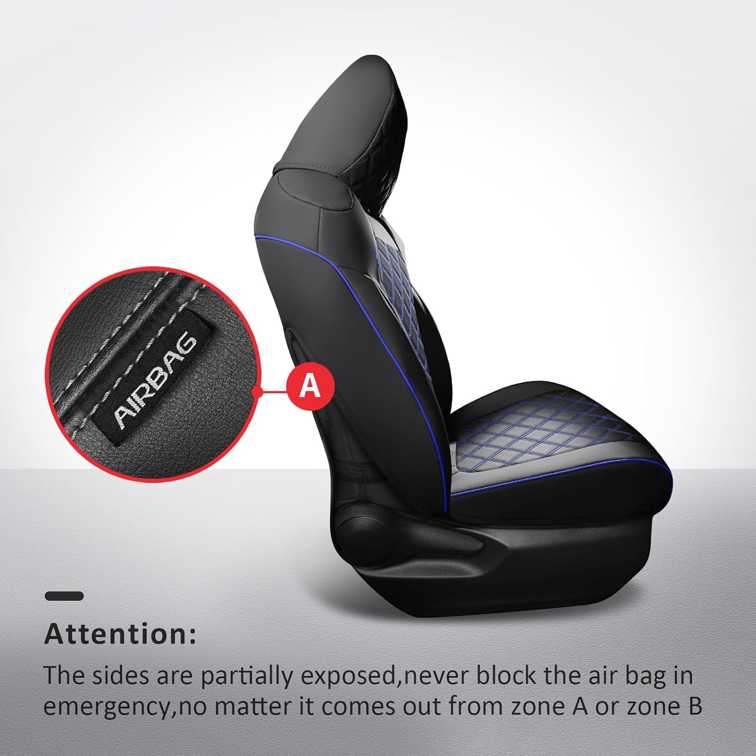 MIROZO Seat Covers for Rav4 Non-Hybrid,Faux Leather Car Seat Covers Compatible with 2019-2025 Toyota RAV4 LE,XLE,XLE Premium,Limited (Black and Blue,Not for Hybrid,Adventure&TRD-Off)