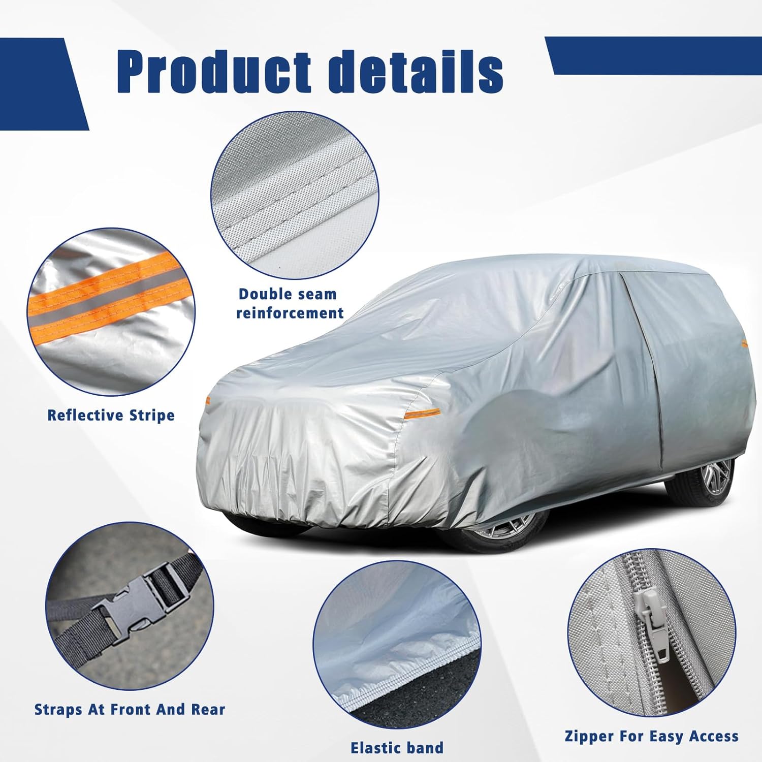 Kayme 6 Layers Car Cover Custom Fit for Honda Odyssey (1999-2025) Waterproof All Weather for Automobiles, Outdoor Full Cover Rain Sun UV Protection.Silver