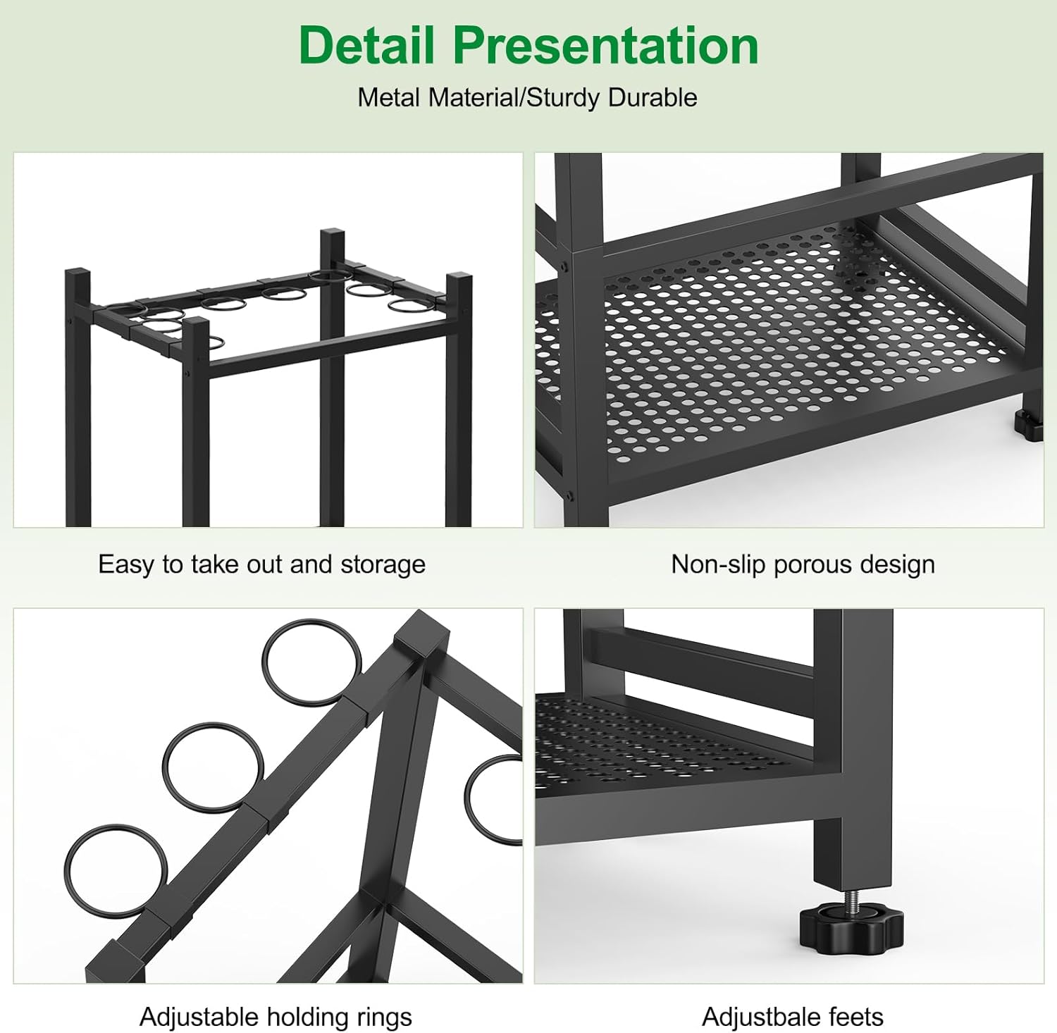 Dirza Garden Tool Organizer,Yard Tool Organizer for Garage Organization and Storage,Garden Tool Rack with 9 Loops for Garage, Shed, Outdoor,Easy Take Out and Storage,Will NOT tip over