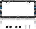 American Flag Blue Line License Plate Frame Star Flag License Plate Frames Personalise Stainless Steel Funny Design Compatible With Standard License Plate Holder For Usa Canada 6 X 12 Inch With Screws