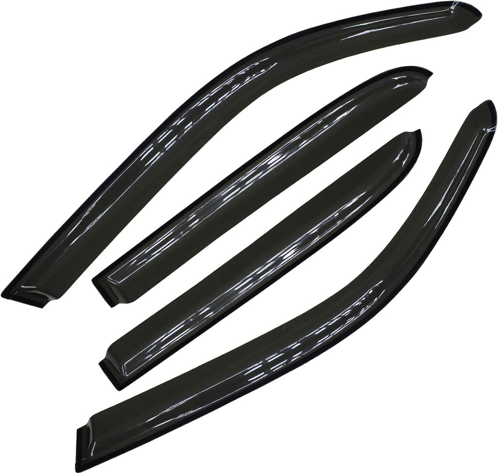 4pcs Outside Mount Style Window Rain Guards Durable Side Wind Deflectors Dark Smoke Vent Nice Window Visors Compatible With 2004-2006 Tundra Crew Cab (Double Cab) Pickup