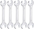 HARFINGTON 5pcs Double Open End Wrench 10mm x 15mm Metric 15 Degree Offset Angle Small Flat Head Wrench Galvanizing Open Ended Spanner for Automotive Repair Furniture Assembly