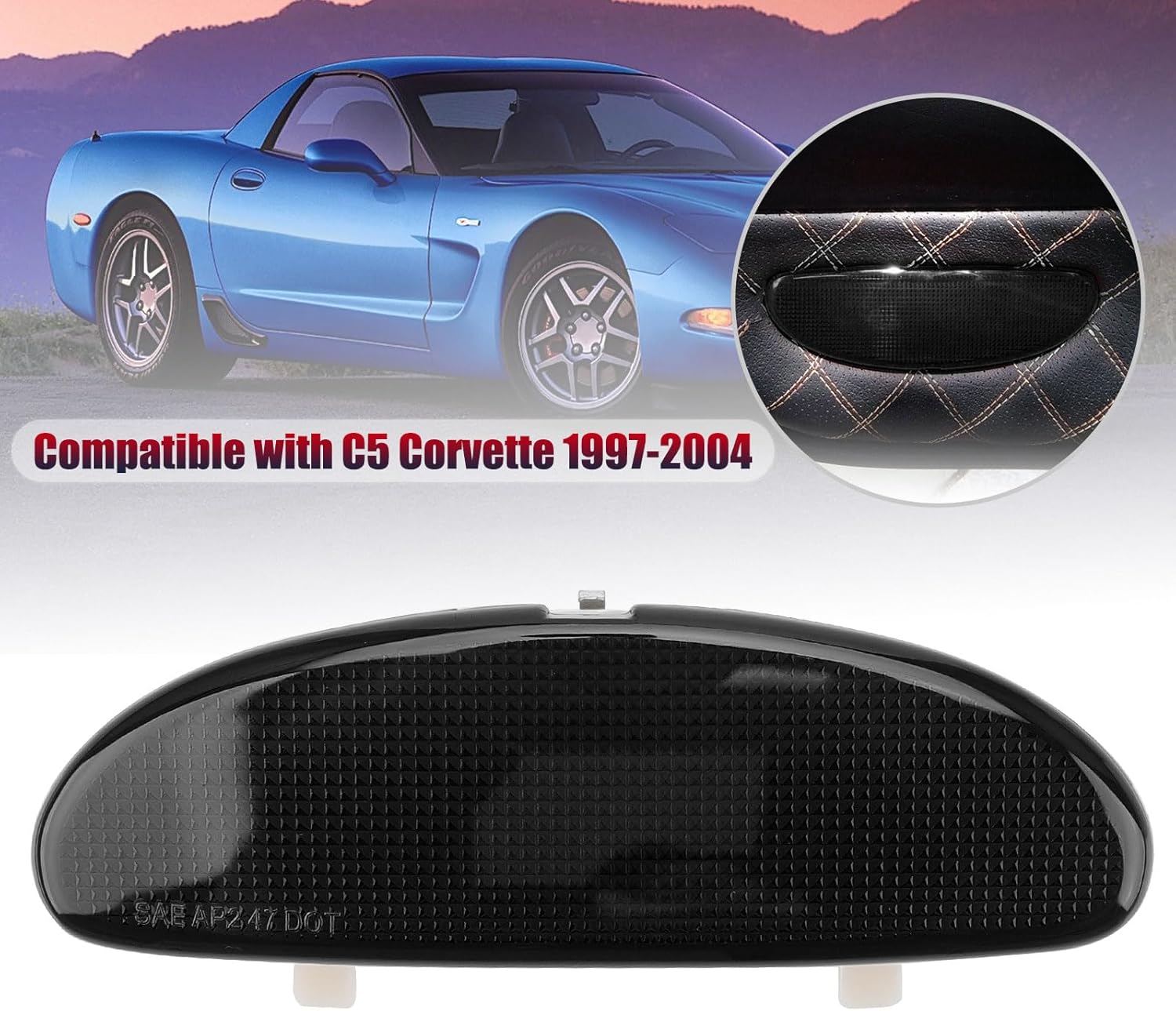 DERI Car Front Inner Door Panel Reflector Plate with Buckle Compatible with C5 Corvette 1997-2004, Left or Right Side Door Panel Reflector Assembly Replace 10295148 (Black)