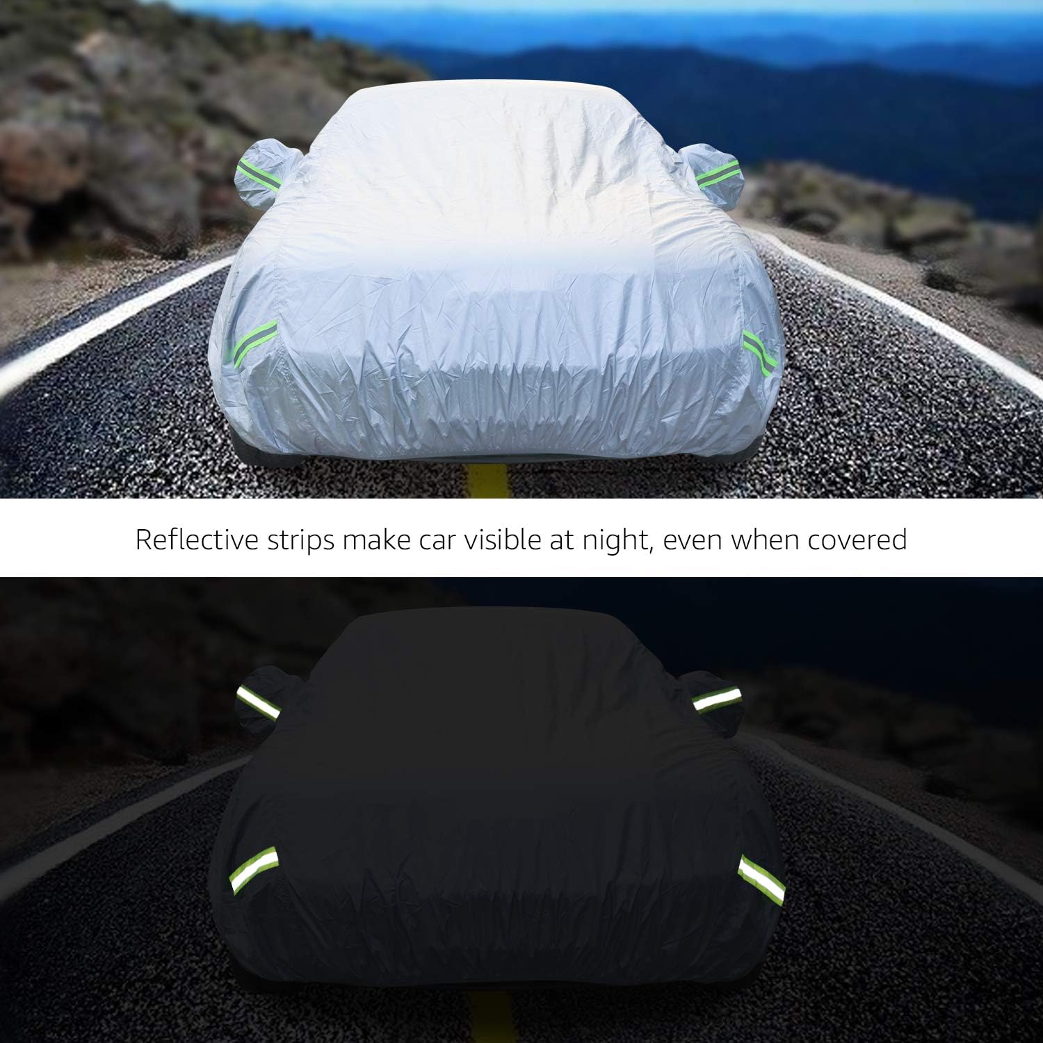 Amazon Basics Silver Weatherproof Car Cover - 150D Oxford, Sedans up to 170"