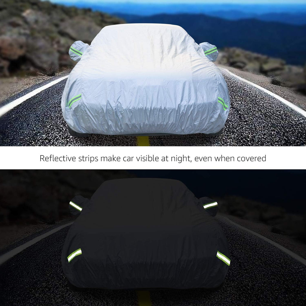 Amazon Basics Silver Weatherproof Car Cover - 150D Oxford, Sedans up to 190"