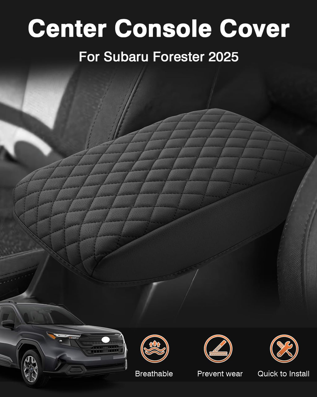 Shademax Custom for 2026 2025 Subaru Forester Center Console Cover Armrest Cover for Subaru Forester Accessories 2025 Arm Rest Cushion Pad Leather Middle Console Cover Armrest Seat Box Protector