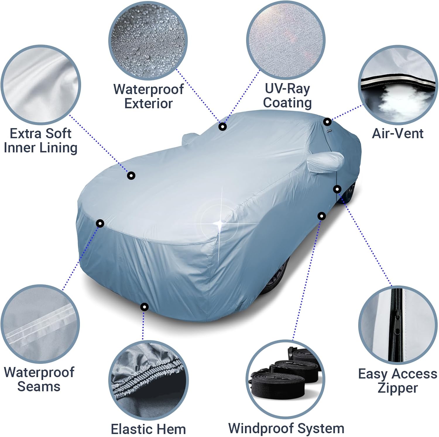 iCarCover Premium Car Cover for 2004-2006 Pontiac GTO Heavy Duty Waterproof All-Weather Automobiles Custom Fit Indoor Outdoor UV Snow Protection Covers with Straps and Bag