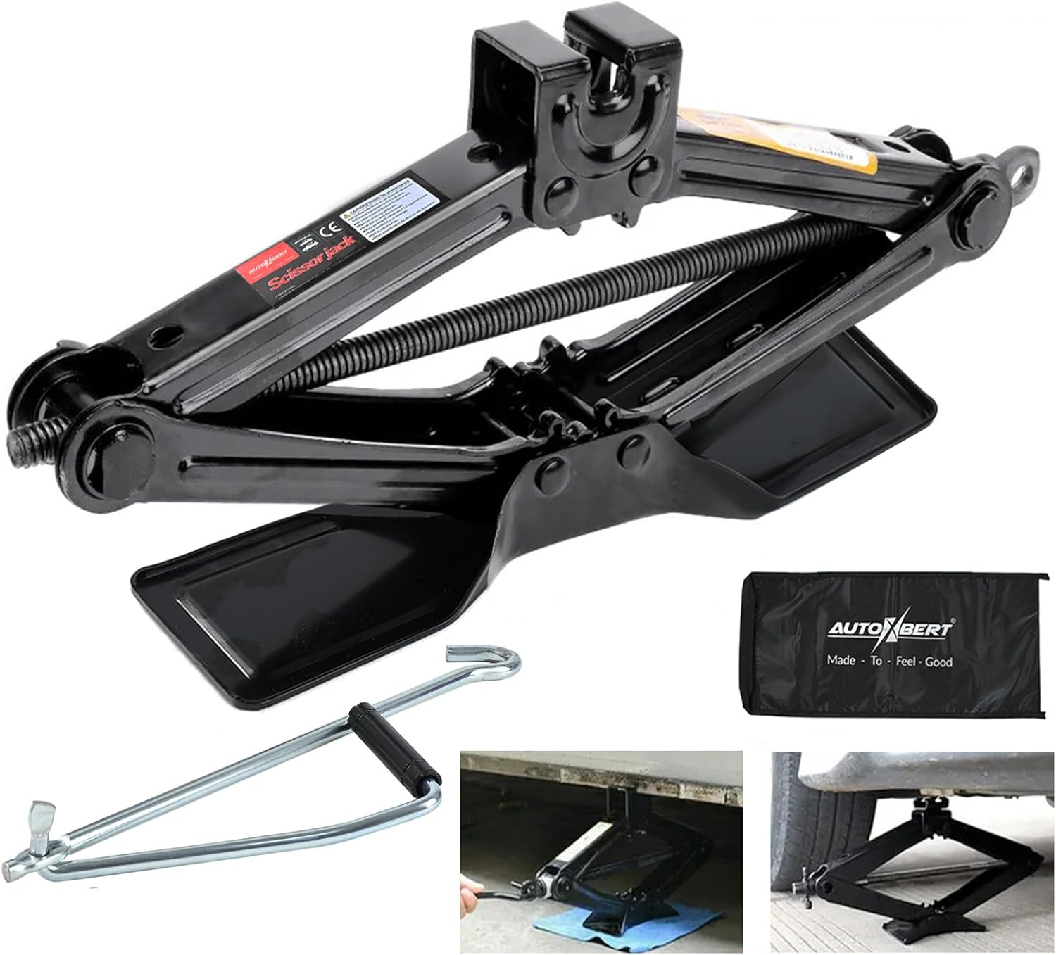 Car Jack Kit Scissor Jack for Car-2Ton(4409lbs),Portable Jack Tire Change Kit Deal for SUV Auto with Crank Handle,Heavy Duty Steel,Black