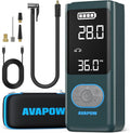 AVAPOW AP18 Tire Inflator Portable Air Compressor, 300% Faster 150 PSI Cordless Air Pump with Tire Pressure Gauge, 3.7″ Dual LCD Screen, Auto-Shuts Off Tire Pump for Car, Motorcycle, Bicycle, Cyan