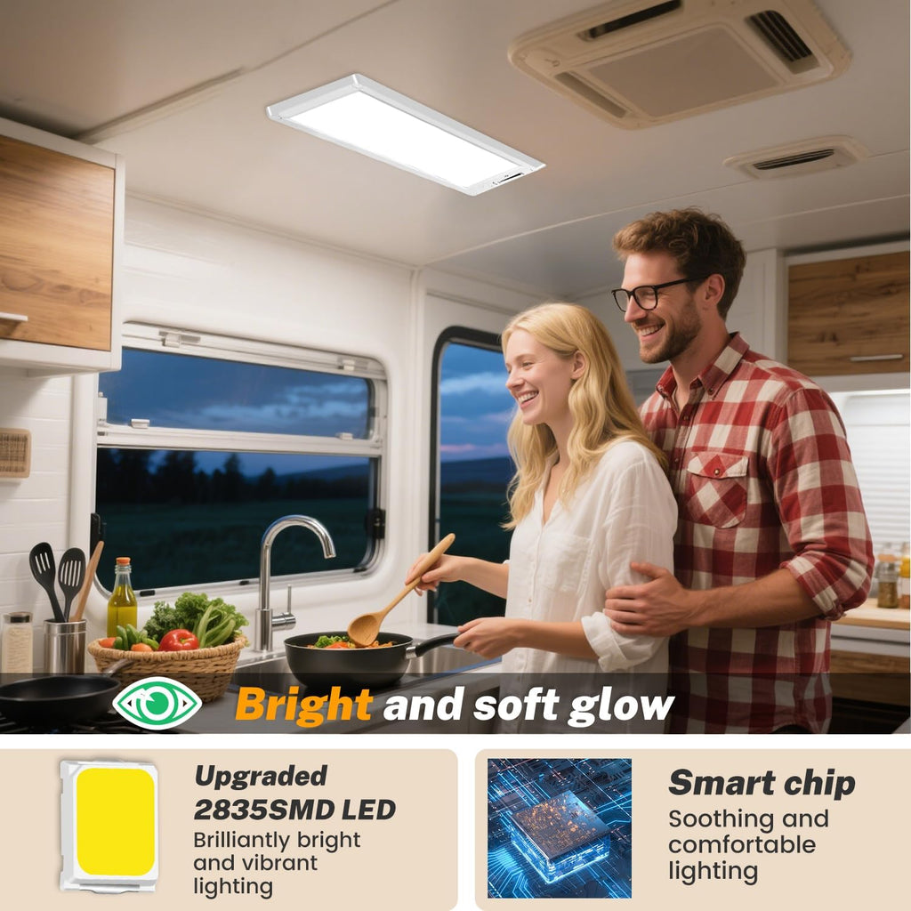 8 Pack RV Lights Interior,3 Color RV LED Super Bright Fixture,12V RV Ceiling Dome Light with ON/Off Dimmable Switch Energy Saving for RV/Camper/Car/Trailer/Boat