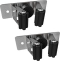 Self Adhesive Broom and Mop Holder Wall Mounted – SUS304 Stainless Steel 2-Slot Organizer with Anti-Slip Rubber Grips, 25lb Load, Adjustable for 0.6–1.4" Handles, Garage Kitchen Bathroom Use, 2 Pcs