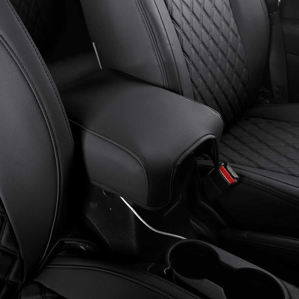 GIANT PANDA Customized Front Car Seat Covers for Jeep Wrangler JK 2/4 Door Sahara Sport Rubicon Unlimited Altitude 2013 2014 2015 2016 2017,Faux Leather - (Black)