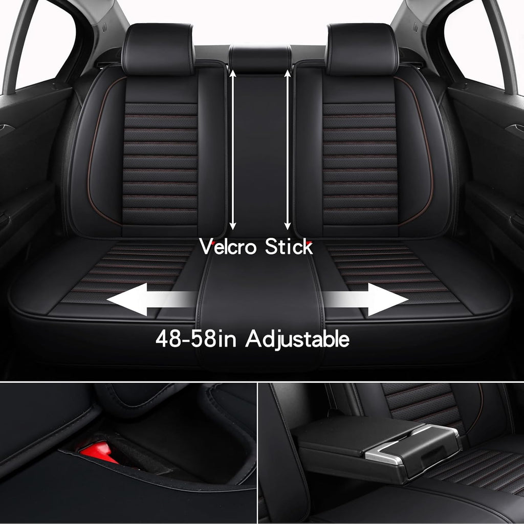 Car Seat Covers Full Set, 5 Seats Front Seat Cover and Back Seat Covers for Cars, Automotive Seat Covers, Leather Waterproof Car Seat Protectors Universal for Cars Brown