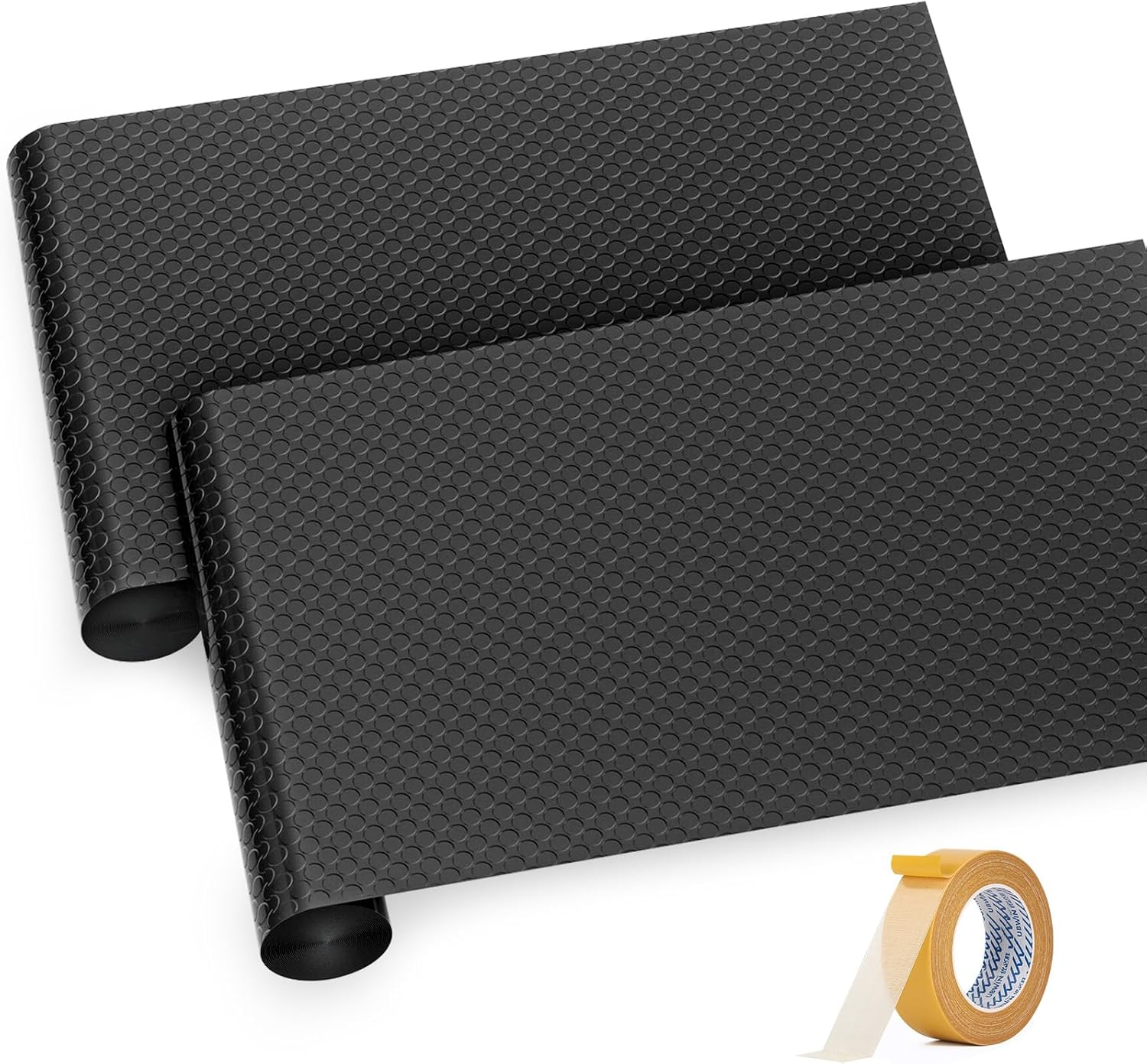 Premium Garage Floor Mat, Commercial Grade Heavy Duty Parking Mat for Garage Floor, Golf Cart Parking, Water/Stain Resistant Floor Runner (Black Coin, 2 Rolls x 4 x 13 Feet)