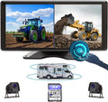 Skid Steer Touchable Screen 128GB Large Audio 1080P 2 Split Image 11 Inch Monitor Backup Camera Built-in DVR Video for RV Truck Trailer Rear Front Reversing Wired Waterproof System D102