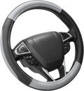 SEG Direct Black and Gray Microfiber Auto Car Steering Wheel Cover Universal 15 inch