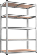 REIBII 2020LBS Garage Shelving Heavy Duty 5-Tier Storage Shelves Adjustable Metal Shelving for Warehouse, Basement, Easy Assembly, 72" H x 35.55" W x 16" D, Galvanized