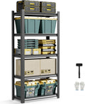 JHYKHG 72" H Storage Shelves,5-Tier Heavy Duty Garage Shelving,Adjustable Shelving Unit,Metal Shelf,Boltless Assembly Rack for Warehouse,Shed,2,500 lb Load,16 x 36 x 72 Inches,Black