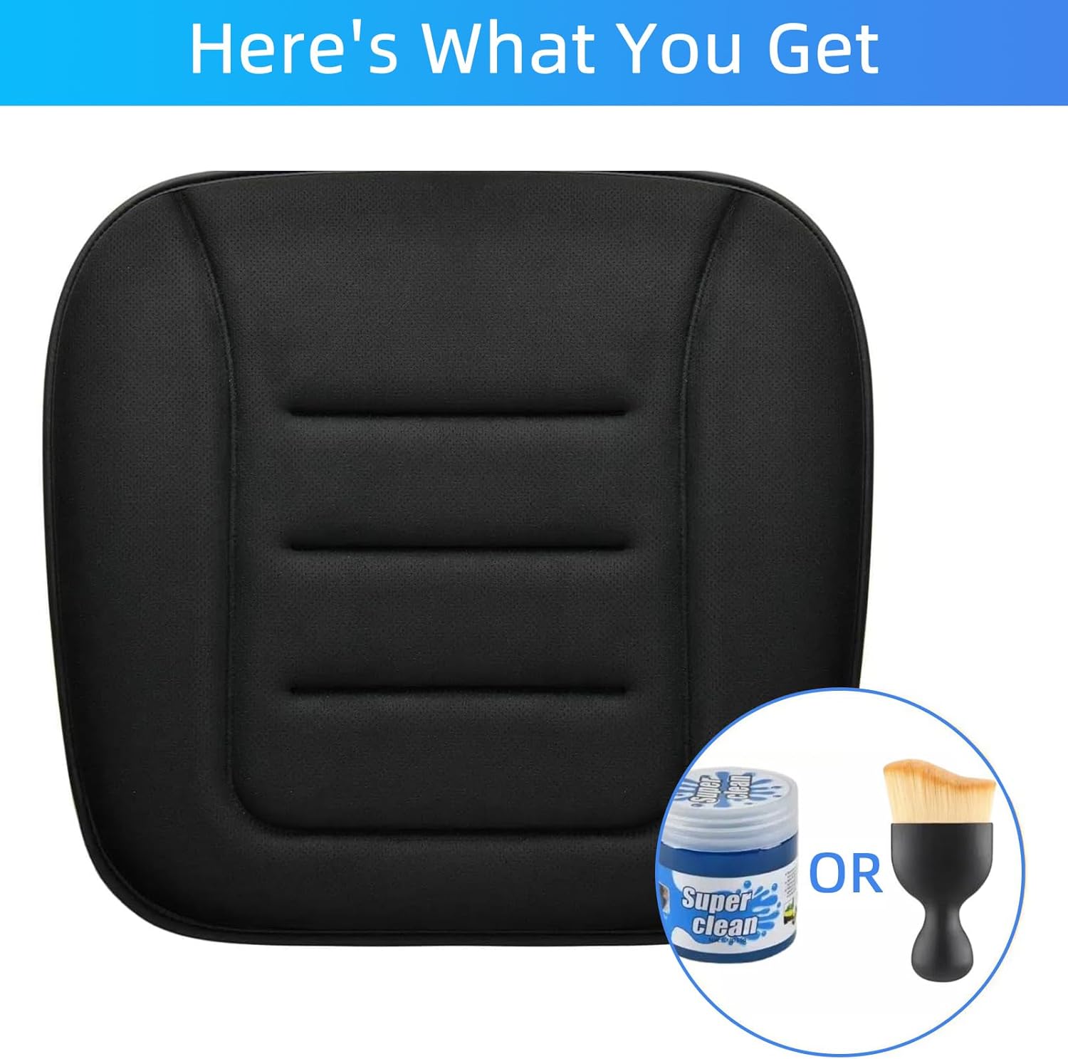 KAYI Car Seat Cushion, Memory Foam Car Seat Cushion, Anti Slip Rubber Bottom Car Seat Cushions for Driving, Suitable for Car and Office Chairs (2 Pack, Black)