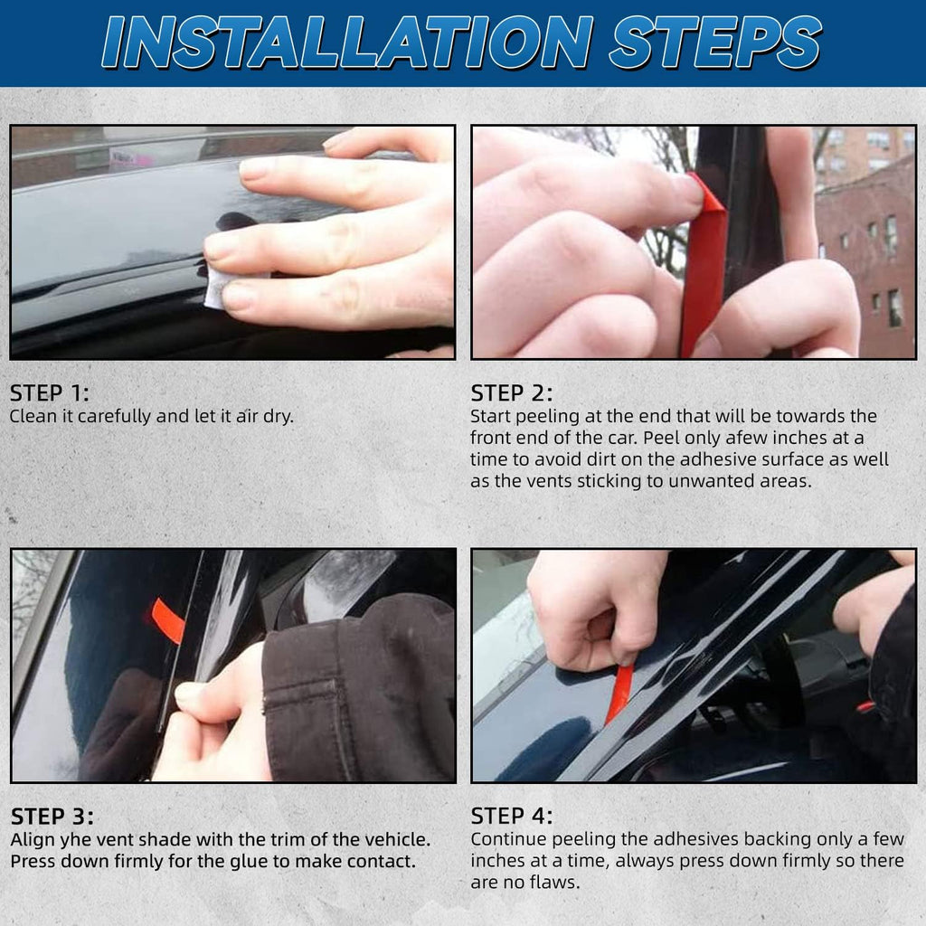 Set of 4 Front+Rear Smoke Sun/Rain Guard Outside Mount Tape-On Acrylic Window Visors Compatible with 07-14 Avalanche Suburban Yukon XL Silverado Sierra 1500 2500 3500 HD Crew Cab