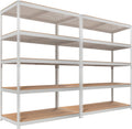 HOMEDANT White 5 Tier Laminated Boltless Heavy Duty Garage Storage Adjustable Wide Size Metal Shelving Unit Utility Rack Shelves Organization Shelf Shed Warehouse 47.7" W x 24.1" D x 71.3" H 2Pack