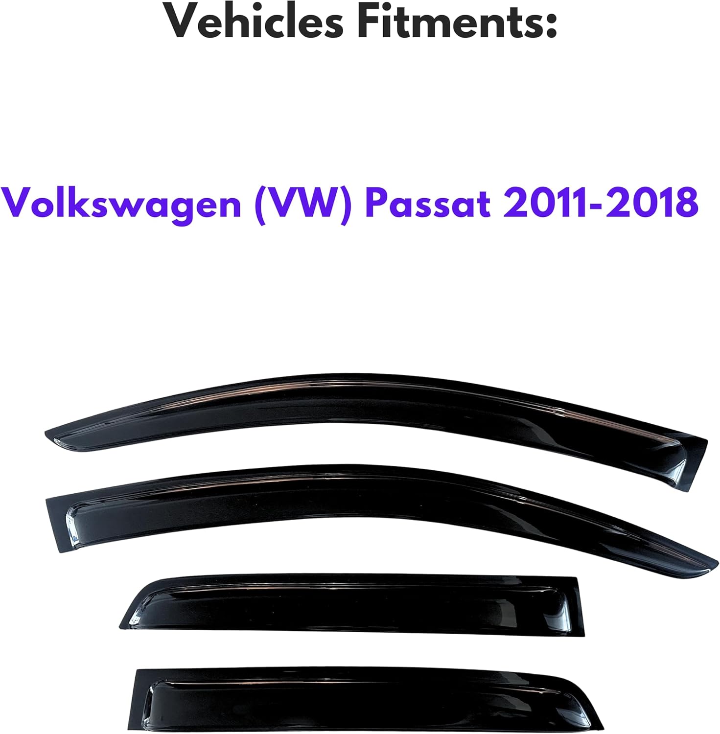 KPY Window Visor Compatible with Volkswagen (VW) Passat 2011-2018, Rain Guard Window Vent Deflectors Tape-On Style, 2011 2012 2013 2014 2015 2016 2017 2018
