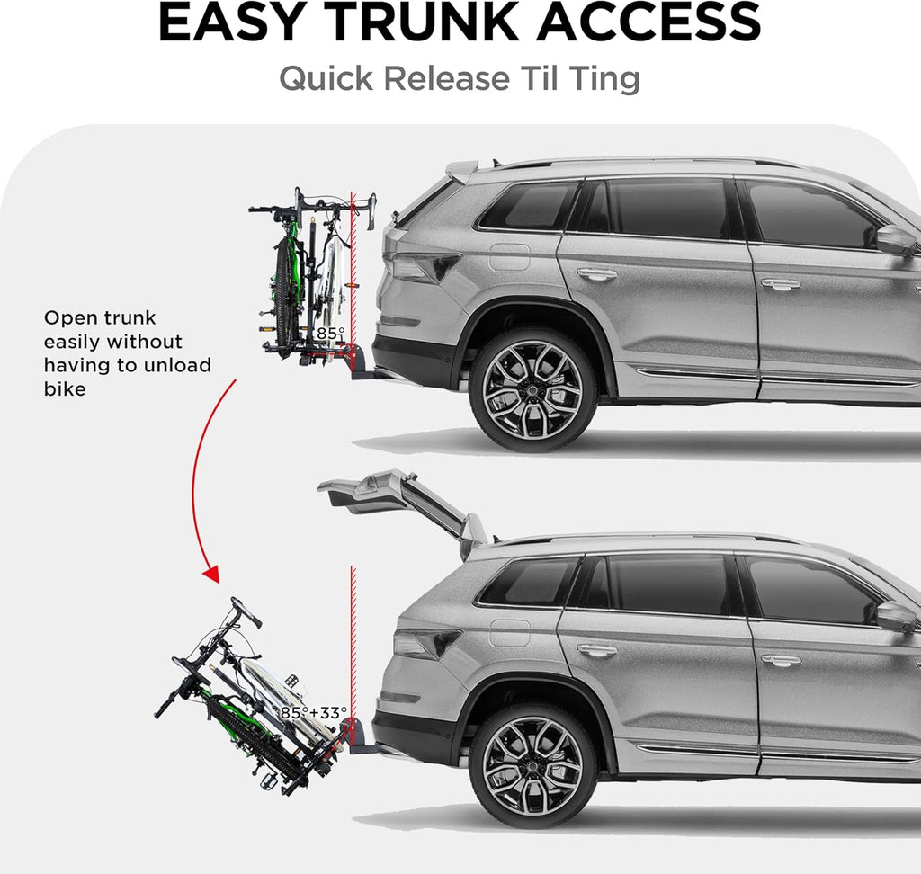 Rockland Foldable 2-Bike Rack with Lock, 200 lbs Capacity, Hitch Mount Bike Rack, Fits up to 5" Fat Tire Width and 50" Wheelbase, Bike Carrier Rack for 2" Receiver for Cars SUVs Vans RVs