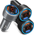 USB C Car Charger, 3 Pack 65W Dual 12V Car Power Adapter with Voltmeter QC+PD 3.0 Multi Port Fast Charging Cigarette Lighter USB Charger for iPhone 16 15 14 13 12 Pad Pro Max, Android(Black Gray)