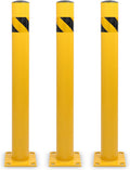 BISupply Safety Bollard Post Parking Barrier 3 Pack - 42in Yellow Pipe Bolt Down Bollard for Garage Lot