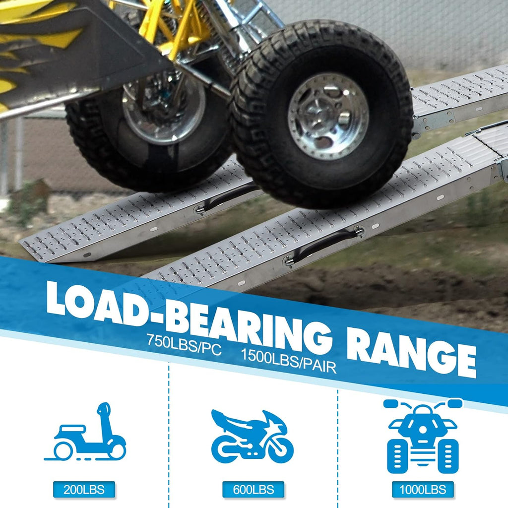 78.7" L × 8.6" W Loading Ramps for Pickup Trucks(2 Pcs),1500LBS Folding Truck Ramps(with Handle),Motorcycle Ramp, ATV Ramps for Lawn Mower,Snow Blower,Dirt Bikes,Car Tailgate,Golf Carts,UTV