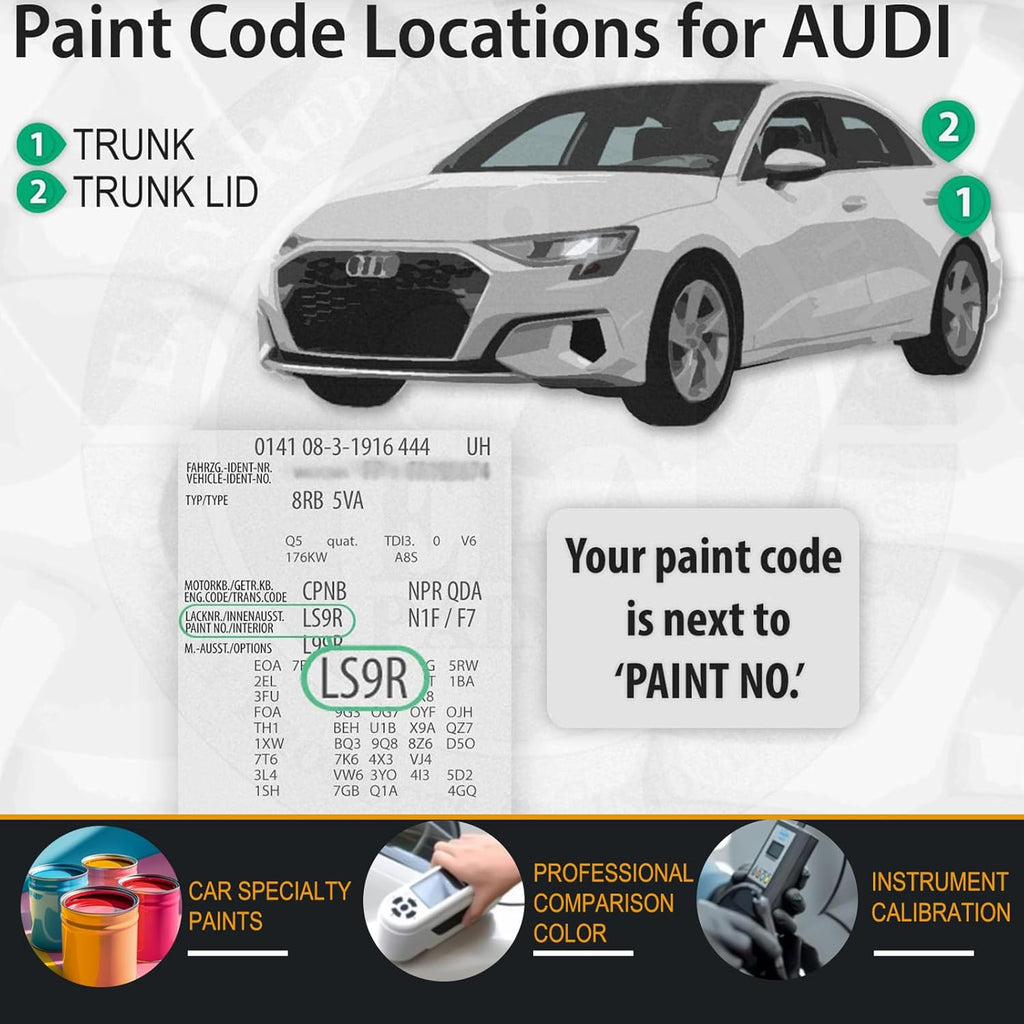 LS9R/2Y Glacier White Metallic Car Touch Up Paint for Audi, Color Accurate Car Paint Scratch Repair Pen Kit Quick & Easy Fix Vehicle Chips and Automotive Nicks Scuff