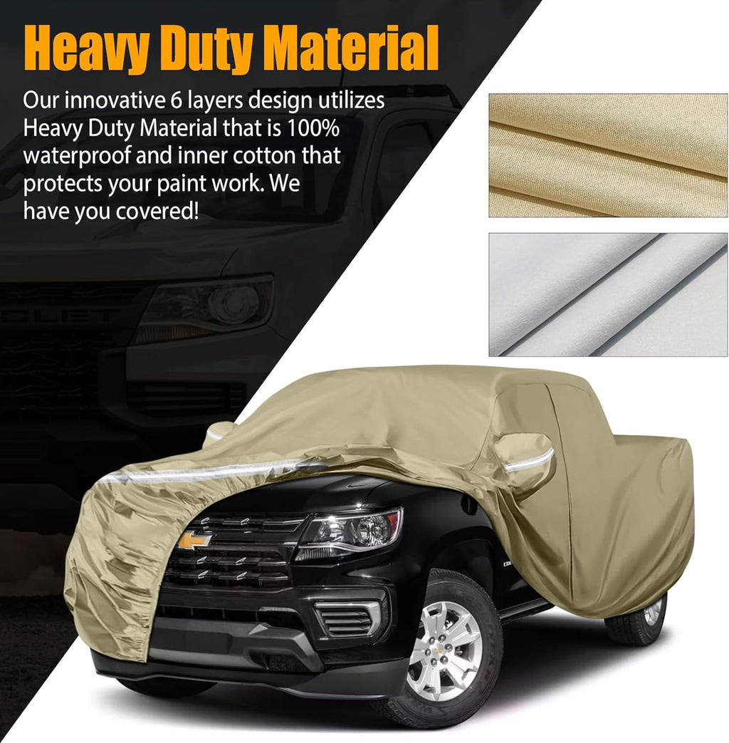 Waterproof Truck Covers Replace for 2005-2025 Toyota Tacoma Double Cab 5ft, Multilayer Heavy Duty with Cotton Liner All Weather Car Cover with Zipper Door, Windproof Bands for Snow Rain Protection