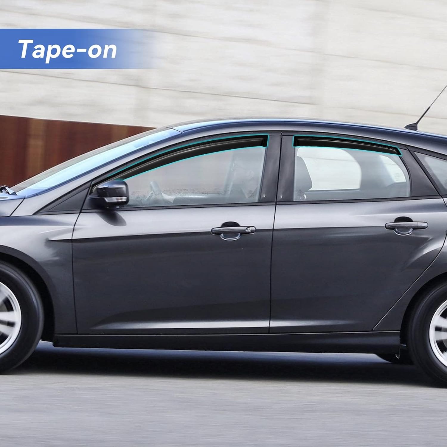 Window Visors Rain Guards Shield for 2012-2018 Ford Focus Sedan, Out-Channel Window Vent Wind Deflectors Visors Shades for 12-18 Focus (Not for Focus RS & ST)