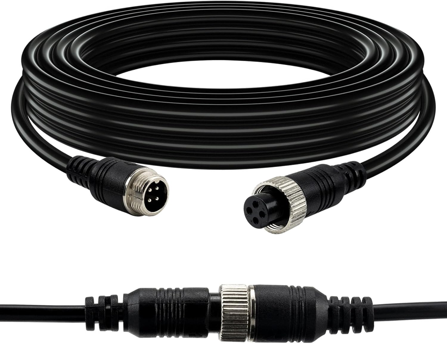 4-pin Aviation Video Extension Cable, Lonlonty Backup Camera Extension Cable for Car, Trailer, Bus, Truck Reversing Rear View Camera.(33FT/10M)