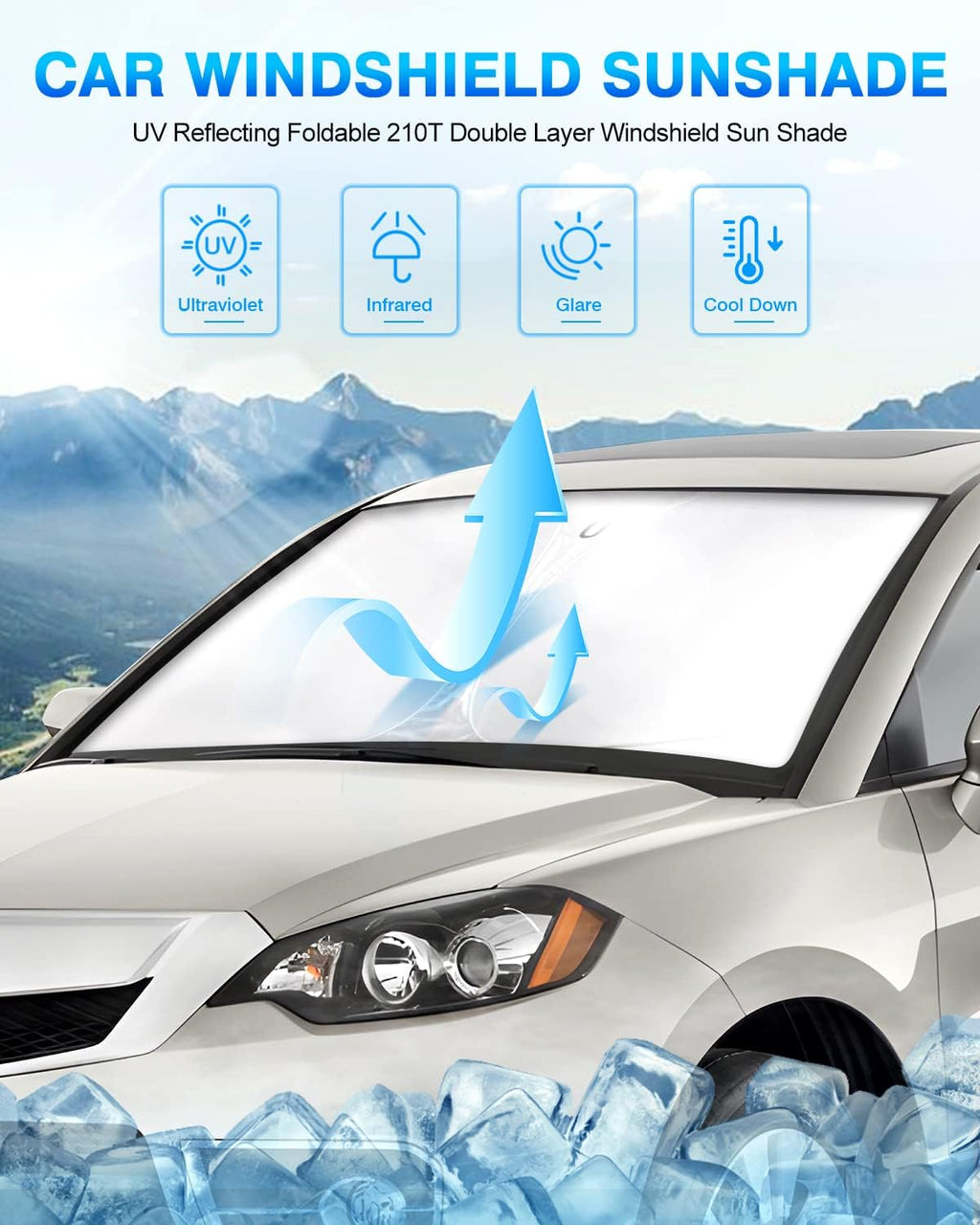 KUST Windshield Sun Shade for Acura RDX 2007–2012 Window Shade Sun Visor Cover Foldable Blocks UV Rays Keep Your Car Cooler