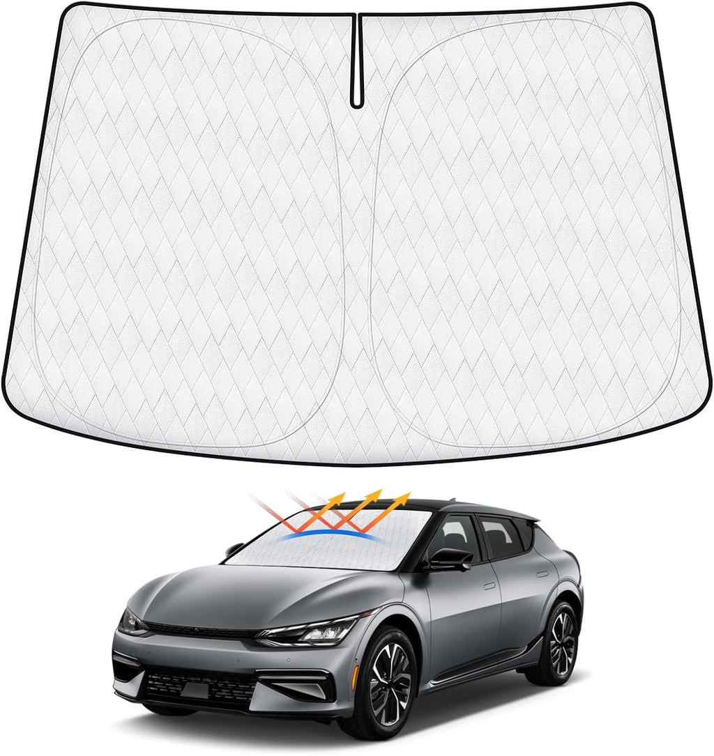 5-Layer Lighttight Windshield Sun Shade Fits for Kia EV6 2022-2024 2025 2026 Foldable Sun Shade for EV6 Accessories Car Front Window Sunshade Sun Visor