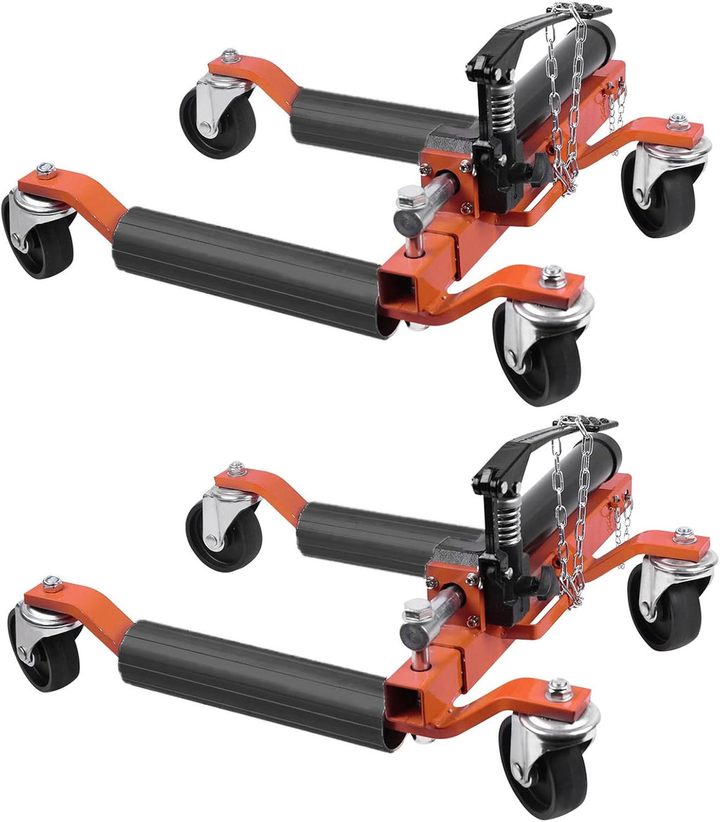 2 Pcs Car Wheel Dolly with Hydraulic Tire Jack, 1500LBS Capacity Trailer Dolly for Vehicle Positioning for Truck RV Trailer, Orange