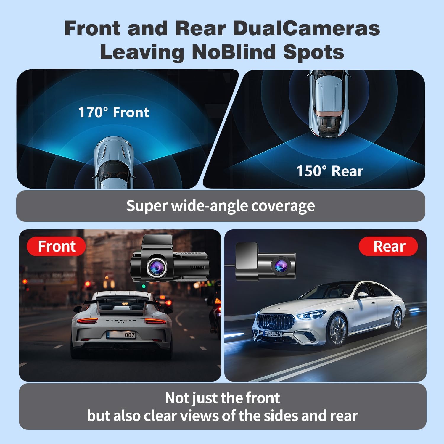 Dash Cam Front and Rear, UHD 4K Night Vision Dash Camera for Car with 3.2'' IPS Screen, 30FPS Dashcam Built-in GPS with App Control, 24H Parking Mode, G-Sensor
