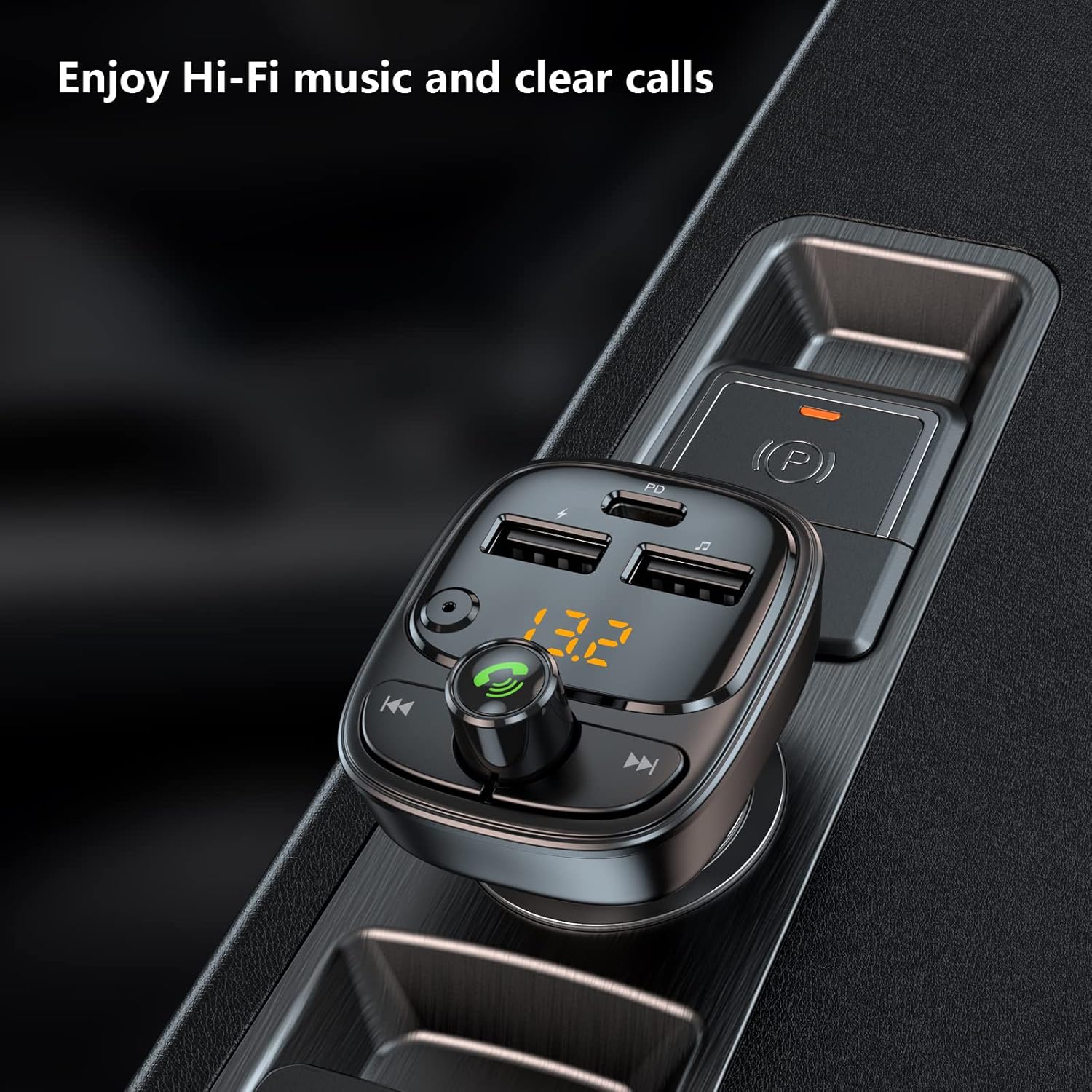 Bluetooth 5.3 FM Transmitter Car Adapter, Wireless Radio MP3 Player Stereo Music Audio Receiver Hands Free Calling, 42W (PD 30W & 12W) USB C Car Charger for iPhone, Support TF Card & USB Disk (Black)