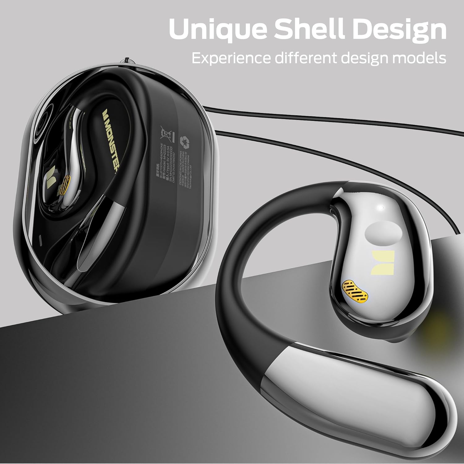 Monster Open Ear AC360, Wireless Bluetooth Rotary Earphone, with Lanyard, Upgraded Bluetooth 6.0, Touch Control, 24h Long Battery Life, IPX5 Waterproof,Long-Lasting Wear Without Fatigue