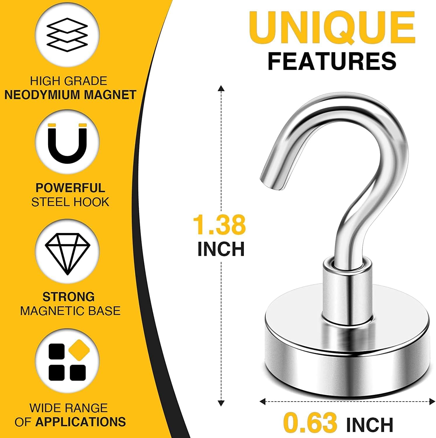 DIYMAG Magnetic Hooks, 30Lbs Strong Heavy Duty Cruise Magnet (75 Pack-Silver),Magnetics S-Hooks for Classroom, Fridge, Hanging, Cabins, Grill, Kitchen, Garage, Workplace and Office Etc