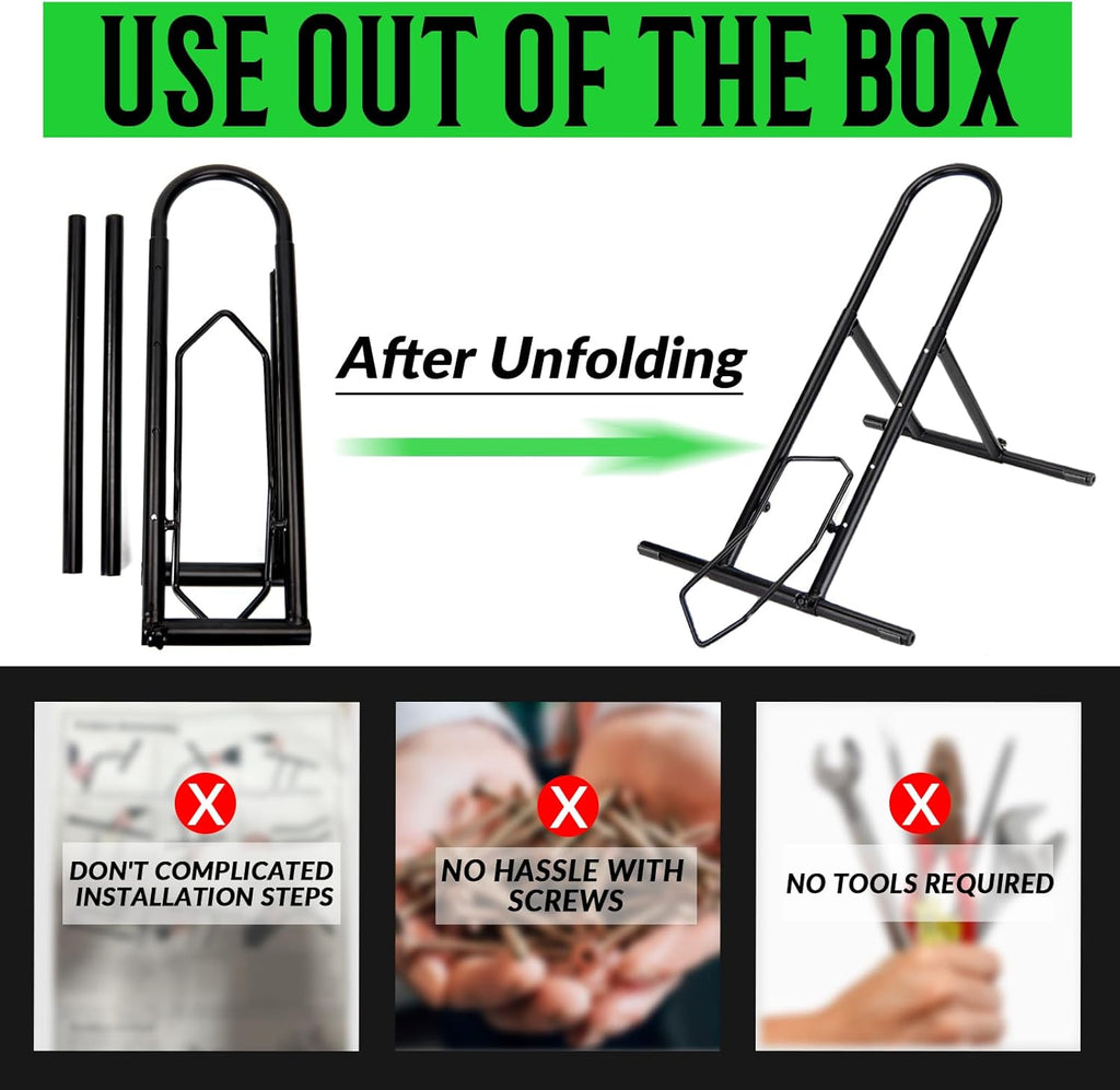 Folding Bike Floor Stand Rack, Portable Bicycle Parking Rack Storage for Garage/Home, Fit 16”-29” Mountain Road Bikes(1 bike rack)