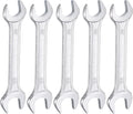 HARFINGTON 5pcs Double Open End Wrench 14mm x 15mm Metric 15 Degree Offset Angle Small Flat Head Wrench Galvanizing Open Ended Spanner for Automotive Repair Furniture Assembly