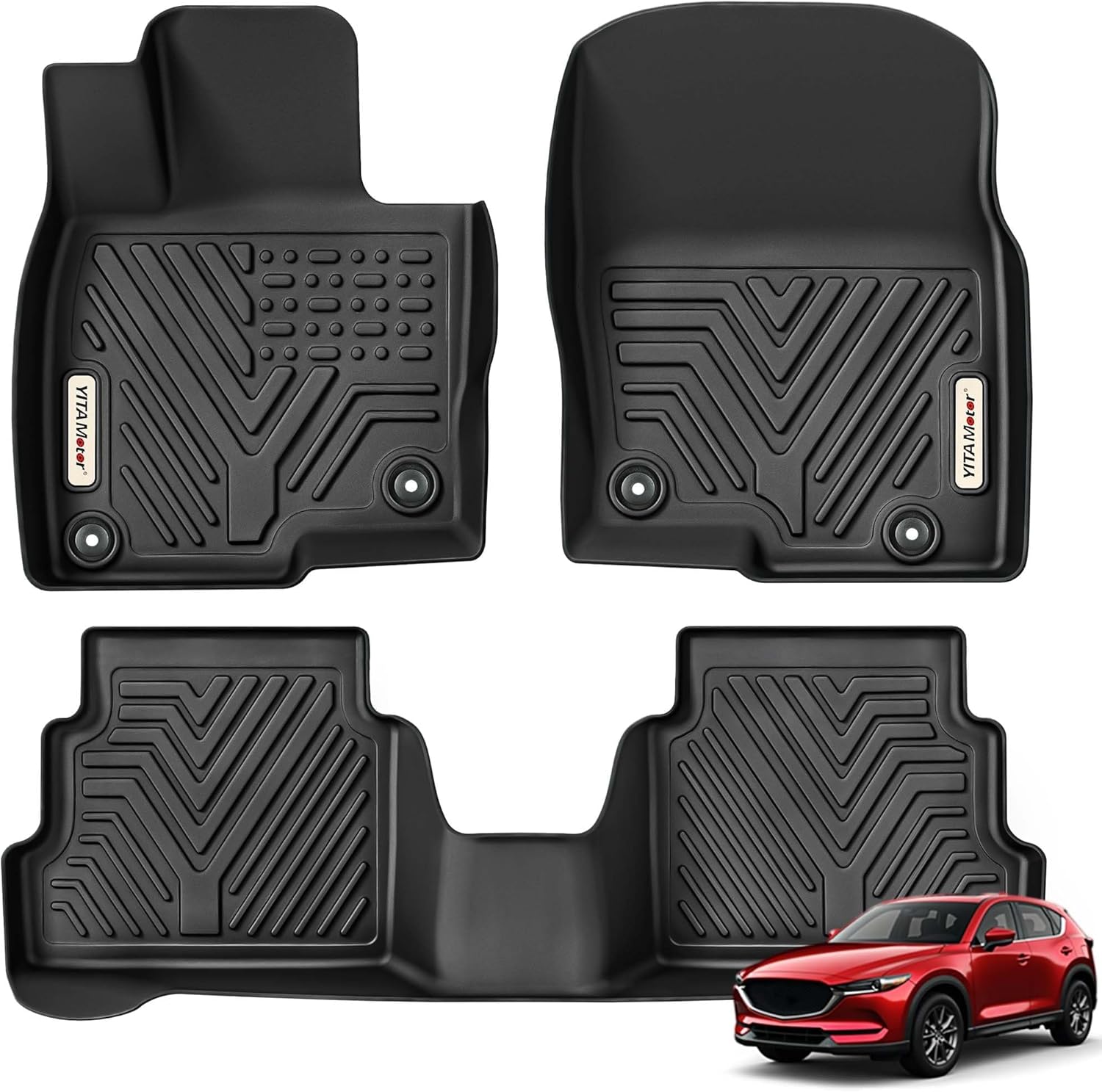 YITAMOTOR Floor Mats Fit for 2017-2025 Mazda CX-5, All Weather Custom Fit for Mazda CX5, 1st & 2nd Row, Black