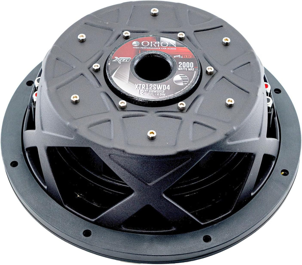 ORION XTR Series XTR12SWD4 Shallow Mount 12” Car Subwoofer, 2000W Max Power, 500W RMS, Dual 4 Ohm, UV Coated Cone, NBR Surround – Compact Slim Subwoofer for Clean Bass in Tight Car Audio Installs