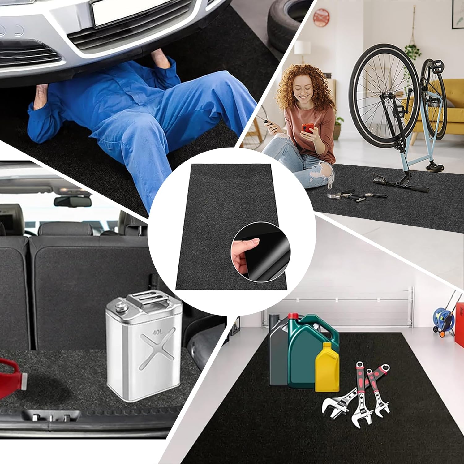GlowShade 2 Pack Oil Spill Mat, 36 X 60 Inch Garage Floor Mat Under Car, Absorbent Oil Pads Drip Leak Mat with Weather Backing, Reusable, Washable, Non Slip, Protects Floor (2)
